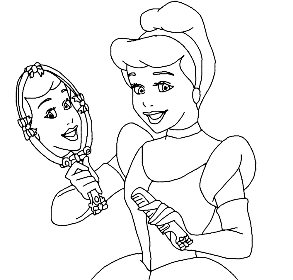 Девочка с зеркалом раскраска для детей